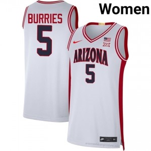 Brayden Burries #5 White Basketball Jersey | AZ Wildcats University Authentic Style Women's Uniform 68A73x13