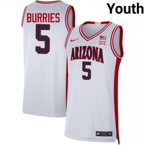 Brayden Burries Arizona Cats #5 White Youth NCAA Basketball | Bear Down 78EDS846